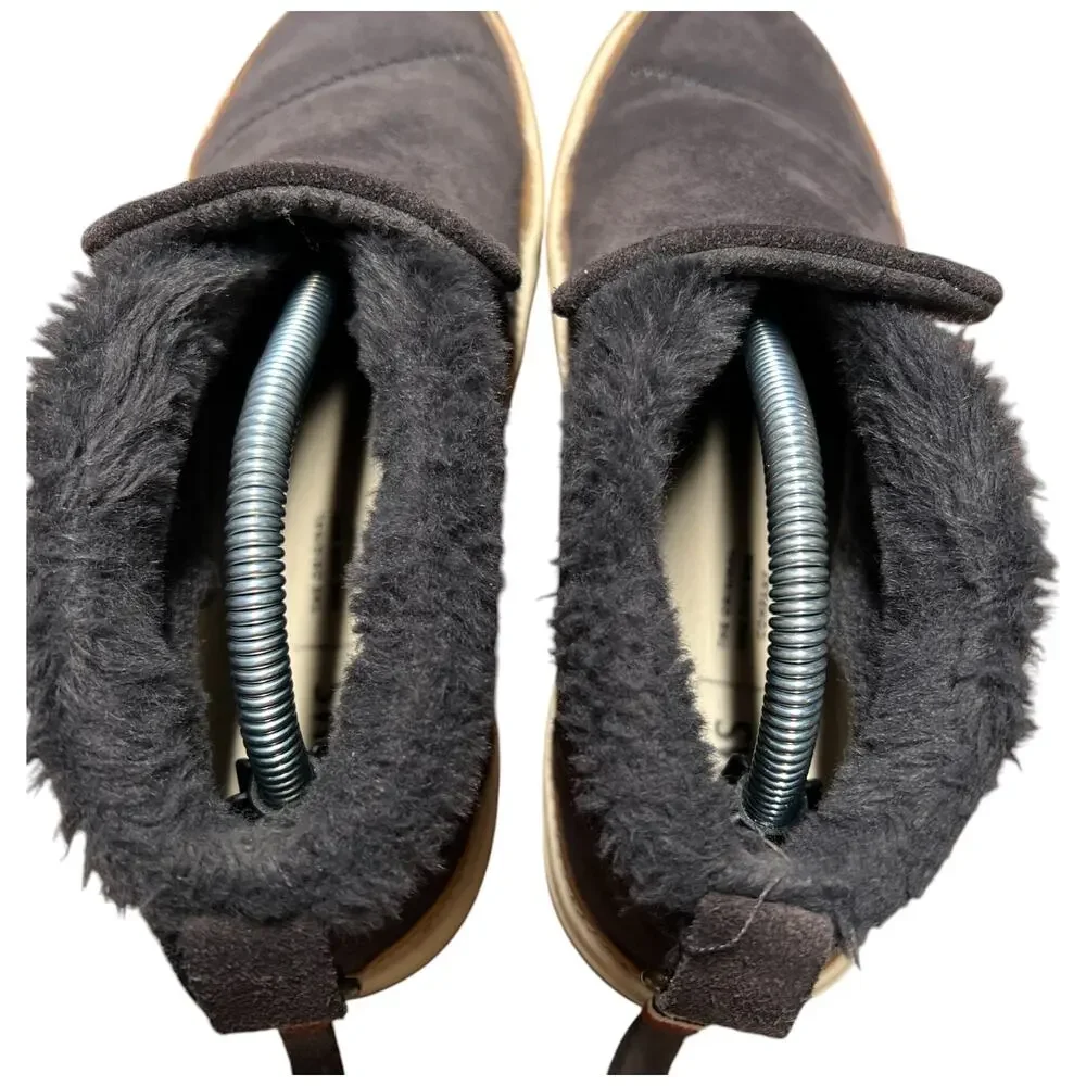 TOMS Paxton Women's 6.5 Gray Suede Ankle Boot Sneaker Faux Fur Lined Shoe